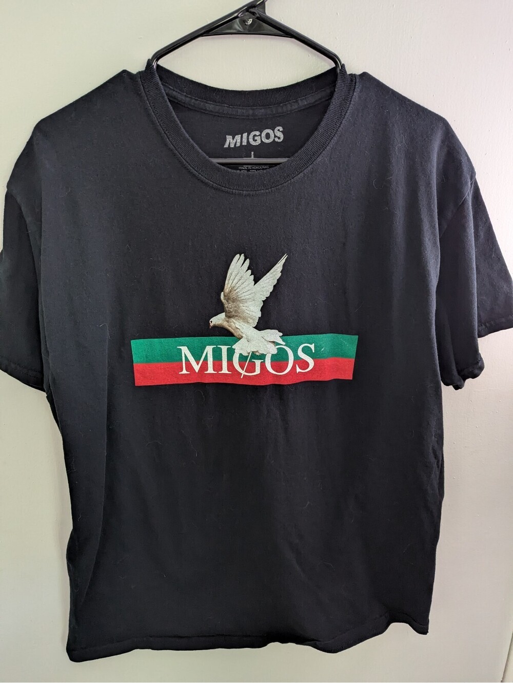 Migos Dove Logo Graphic T-Shirt Black Large